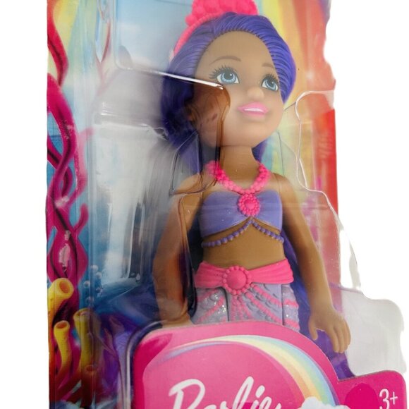 Barbie Dreamtopia Mini Mermaid Colorful Doll Chelsea Girl with Pink Crown 4" - Picture 7 of 7